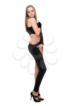 Royalty Free Photo of a Woman in a Tight Dance Suit