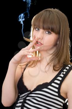 Royalty Free Photo of a Girl Smoking
