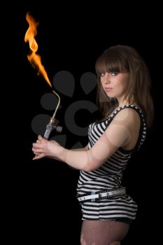 Royalty Free Photo of a Woman With a Gas Torch