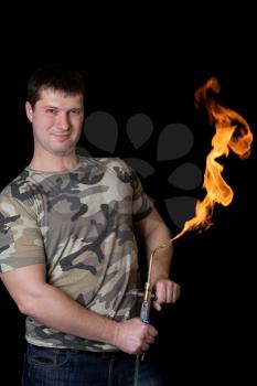 Royalty Free Photo of a Man with a Gas Torch