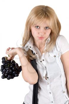 Royalty Free Photo of a Woman Holding Grapes