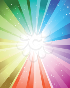 Festive rays with many stars. Vector illustration.