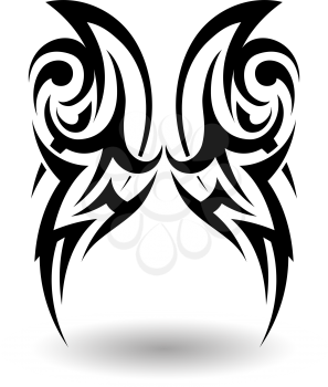 Hand Drawn Tribal Tattoo in Wings Shape