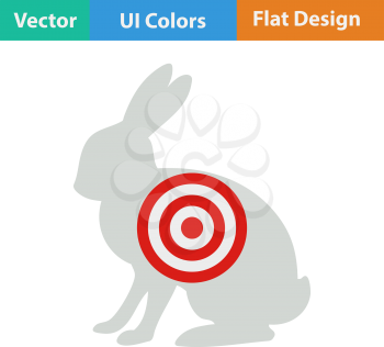 Flat design icon of hare silhouette with target  in ui colors. Vector illustration.