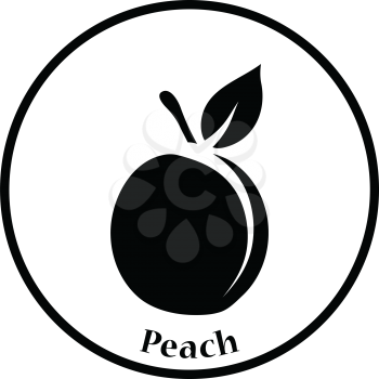Icon of Peach. Thin circle design. Vector illustration.