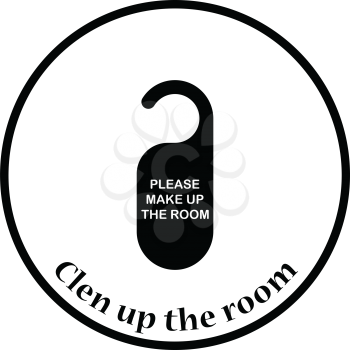 Mke up room tag icon. Thin circle design. Vector illustration.