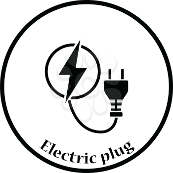Electric plug icon. Thin circle design. Vector illustration.