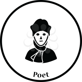 Poet icon. Thin circle design. Vector illustration.