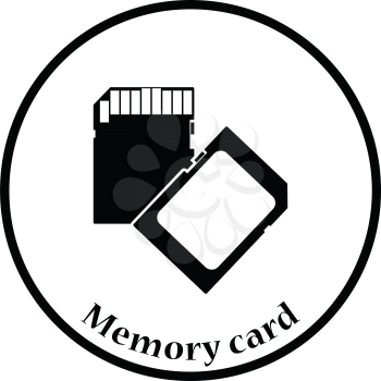 Memory card icon. Flat color design. Vector illustration. Thin circle design. Vector illustration.