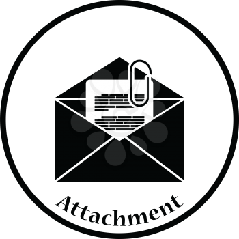Mail with attachment icon. Thin circle design. Vector illustration.