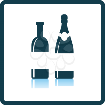 Wine and champagne bottles icon. Shadow reflection design. Vector illustration.