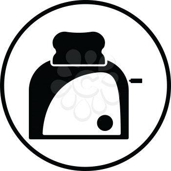 Kitchen toaster icon. Thin circle design. Vector illustration.