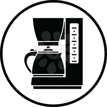 Kitchen coffee machine icon. Thin circle design. Vector illustration.