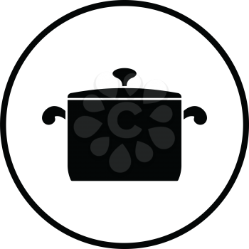 Kitchen pan icon. Thin circle design. Vector illustration.