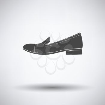 Woman low heel shoe icon on gray background with round shadow. Vector illustration.