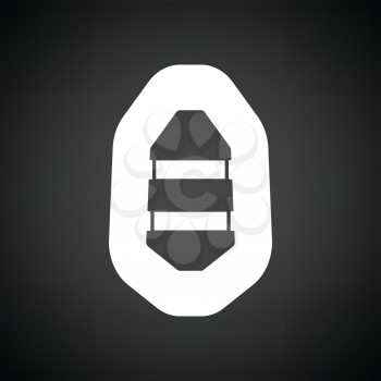 Icon of rubber boat . Black background with white. Vector illustration.