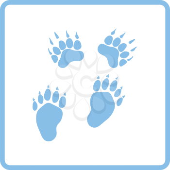 Bear trails  icon. Blue frame design. Vector illustration.