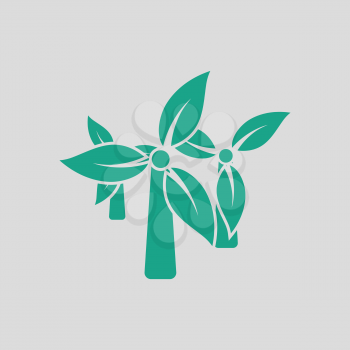 Wind mill leaves in blades icon. Gray background with green. Vector illustration.