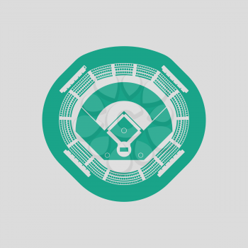 Baseball stadium icon. Gray background with green. Vector illustration.