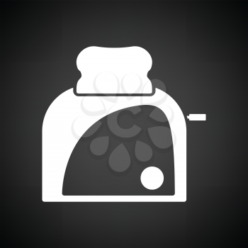 Kitchen toaster icon. Black background with white. Vector illustration.