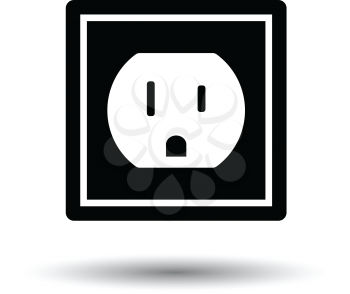 Electric outlet icon. White background with shadow design. Vector illustration.