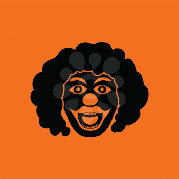 Party clown face icon. Orange background with black. Vector illustration.
