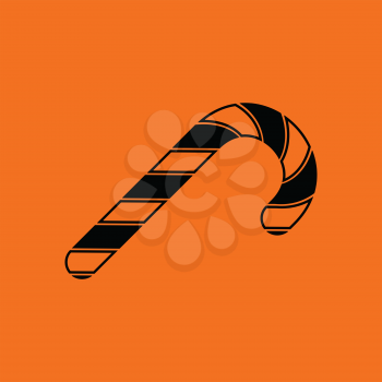 Stick candy icon. Orange background with black. Vector illustration.
