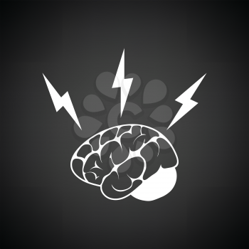 Brainstorm  icon. Black background with white. Vector illustration.