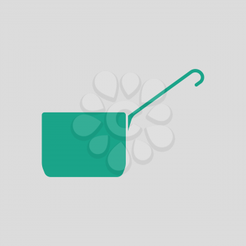 Kitchen pan icon. Gray background with green. Vector illustration.