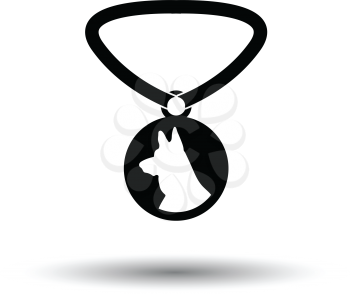 Dog medal icon. Black background with white. Vector illustration.
