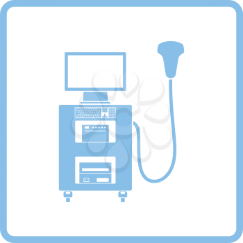 Ultrasound diagnostic machine icon. Blue frame design. Vector illustration.