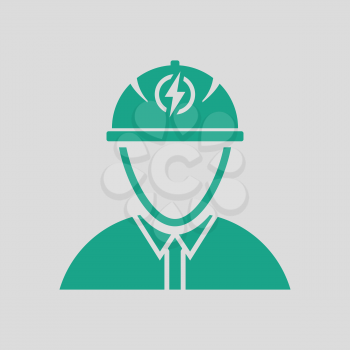 Electric engineer icon. Gray background with green. Vector illustration.