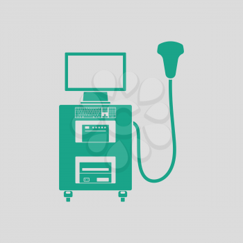Ultrasound diagnostic machine icon. Gray background with green. Vector illustration.