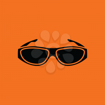 Poker sunglasses icon. Orange background with black. Vector illustration.