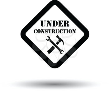 Icon of Under construction. White background with shadow design. Vector illustration.