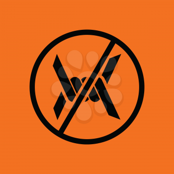 Barbed wire icon. Orange background with black. Vector illustration.