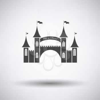 Amusement park entrance icon on gray background, round shadow. Vector illustration.
