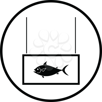 Fish market department icon. Thin circle design. Vector illustration.