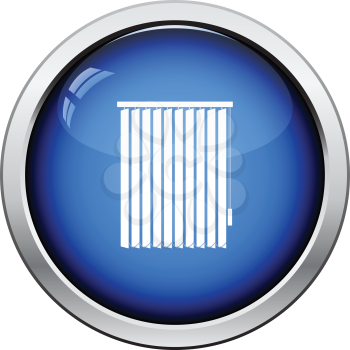 Office vertical blinds icon. Glossy button design. Vector illustration.