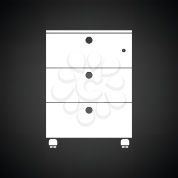 Office cabinet icon. Black background with white. Vector illustration.