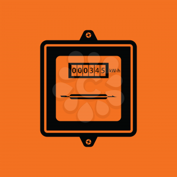 Electric meter icon. Orange background with black. Vector illustration.