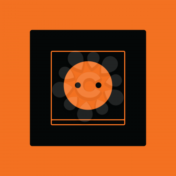 Europe electrical socket icon. Orange background with black. Vector illustration.