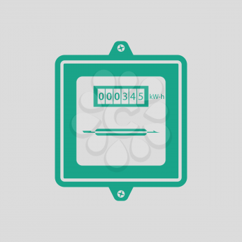 Electric meter icon. Gray background with green. Vector illustration.