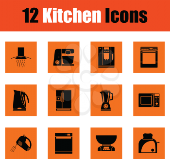 Kitchen icon set. Orange design. Vector illustration.