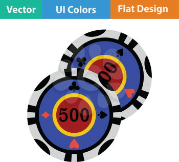 Casino chips icon. Flat color design. Vector illustration.