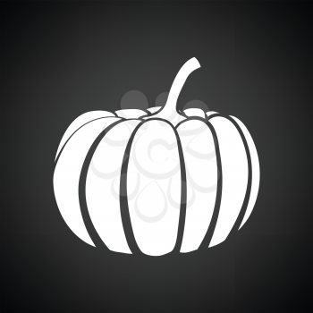 Pumpkin icon. Black background with white. Vector illustration.