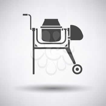 Icon of Concrete mixer on gray background, round shadow. Vector illustration.