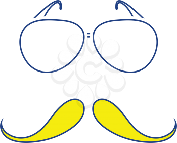Glasses and mustache icon. Thin line design. Vector illustration.