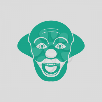 Party clown face icon. Gray background with green. Vector illustration.