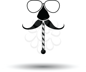 Glasses and mustache icon. White background with shadow design. Vector illustration.